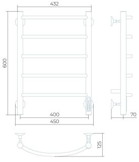 Электрический полотенцесушитель Larusso Классик П5 40x60см белый матовый 4670078536495